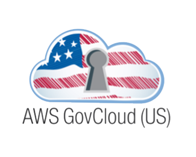AWS GovCloud (US) logo featuring a cloud with an American flag design and a keyhole symbol in the center.